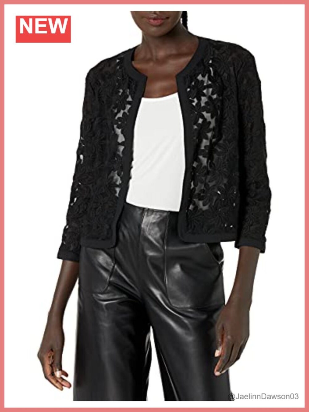 Floral Lace Mesh Cardigan Open Front Sheer Sleeveless 3/4 Sleeve